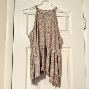 Womens Gaze soft leopard print halter tank top, beige and black, size M